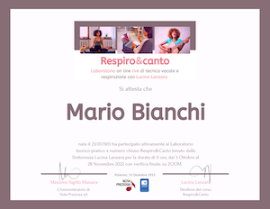 Attestato fac simile Respiro&Canto