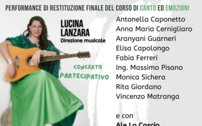 Il 22 marzo a Palermo, la performance di restituzione finale del corso Il Tuo Canto Libera diretto da Lucina Lanzara con un concerto partecipativo
